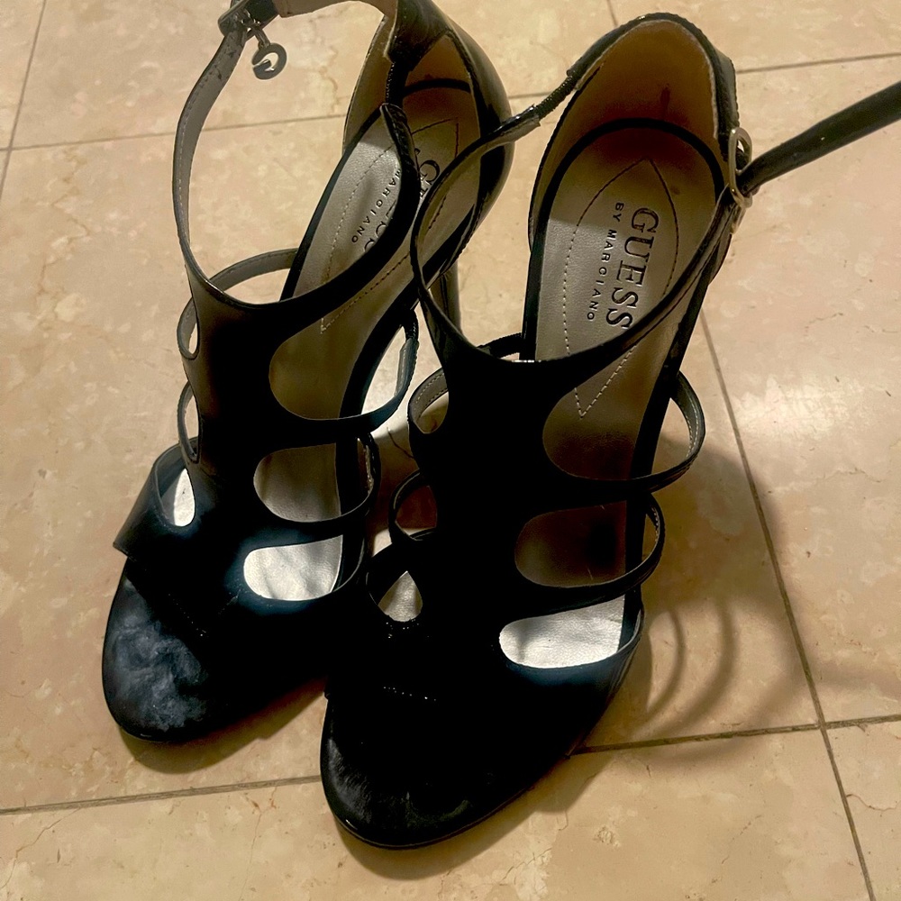 Black patent heels
